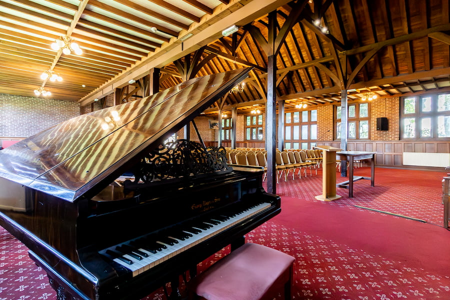 The grand piano in the Chapel at The Hayes.