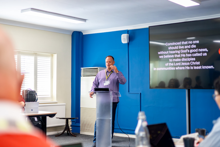 Phil Bauman talking to the Board while presenting at Highgate House.