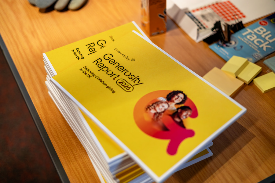 A stack of Stewardship's generosity reports.