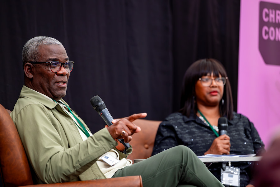Rev Les Isaac speaking at an event at one of Christian Conference Trust's venues.