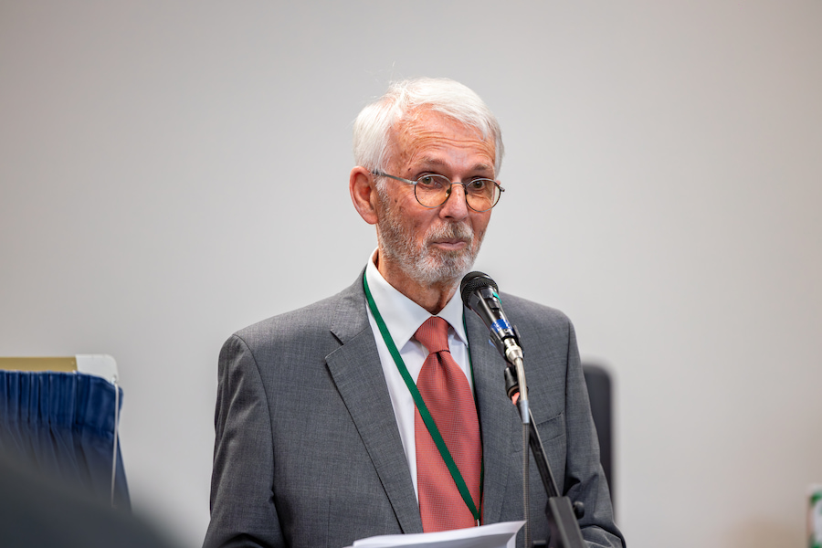 Mike Kinton speaking during the opening ceremony.