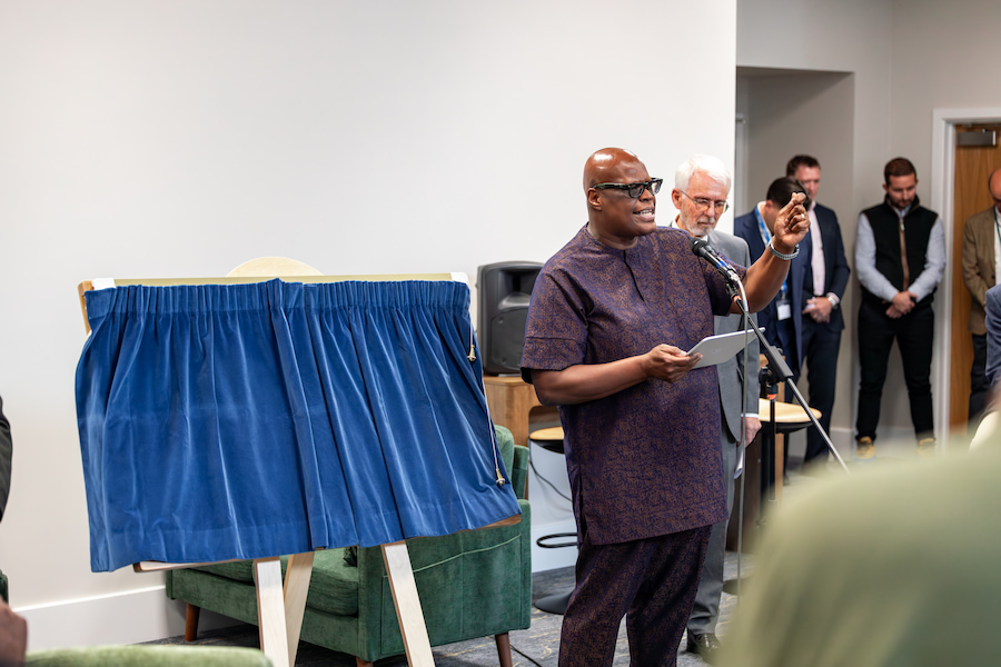 Bishop Mike Royal speaking during the opening event.