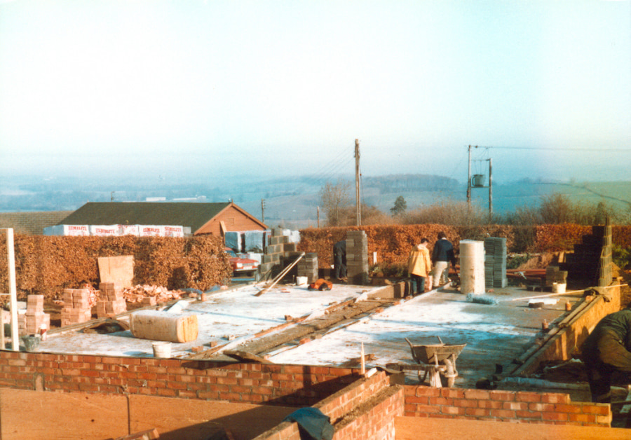 The construction of the Hawthorn block of bedrooms in the 80s.