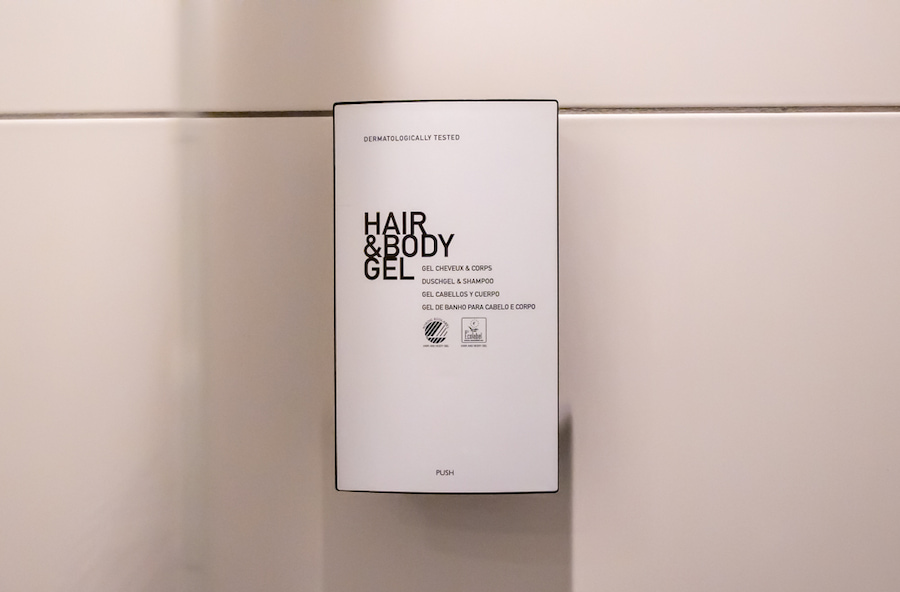 The updated soap dispensers which replaced the single-use plastics.