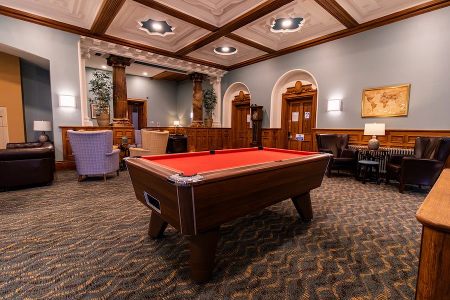 A pool table in the lounge at The Hayes.