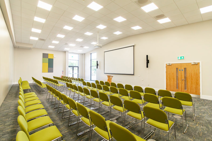Kinton Hall 2 set out in theatre style.
